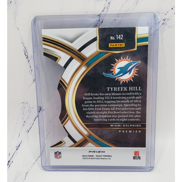2023 Panini Select Premier Level Tyreek Hill #142 Red & Yellow Prizm Die-Cut - Picture 2 of 4